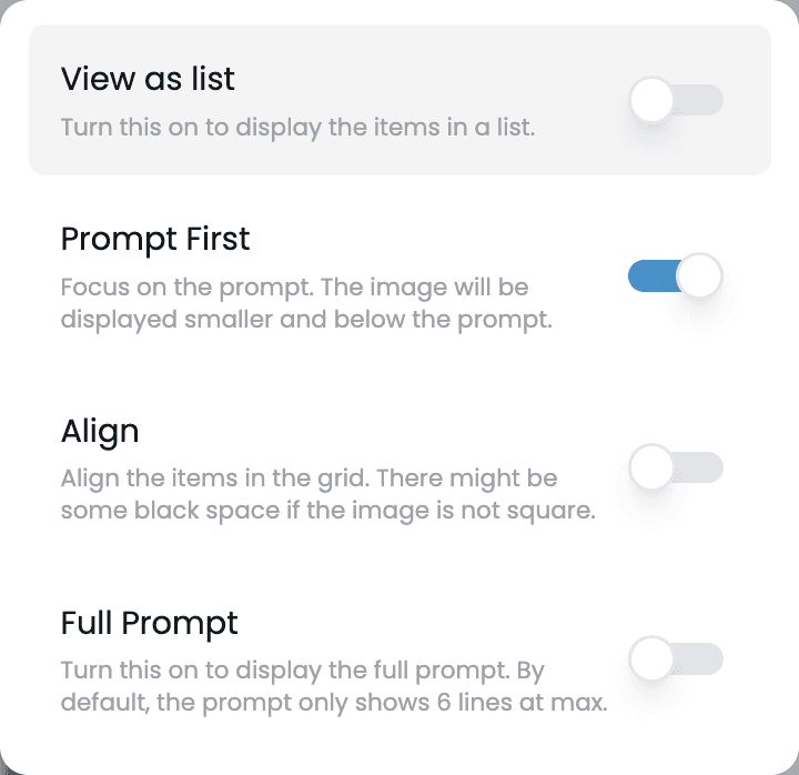 Amoihub view options