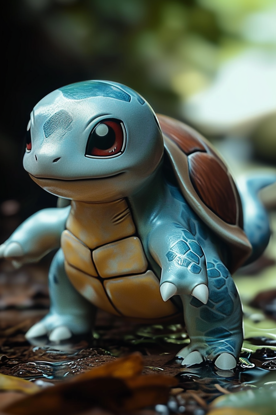 Squirtle standing, reallife skin, cute --ar 2:3 --v 6.0