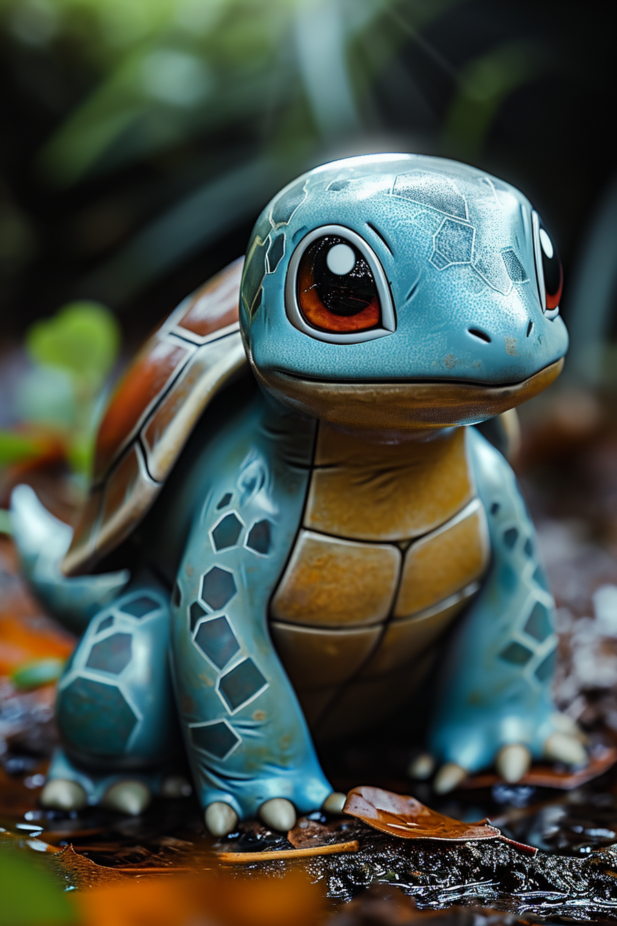 Squirtle standing, reallife skin, cute --ar 2:3 --v 6.0